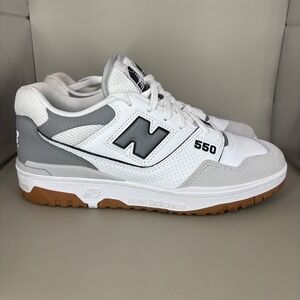 New Balance 550 White Grey Gum Sole Mens Sz 9.5 Sneakers BB550ESC
